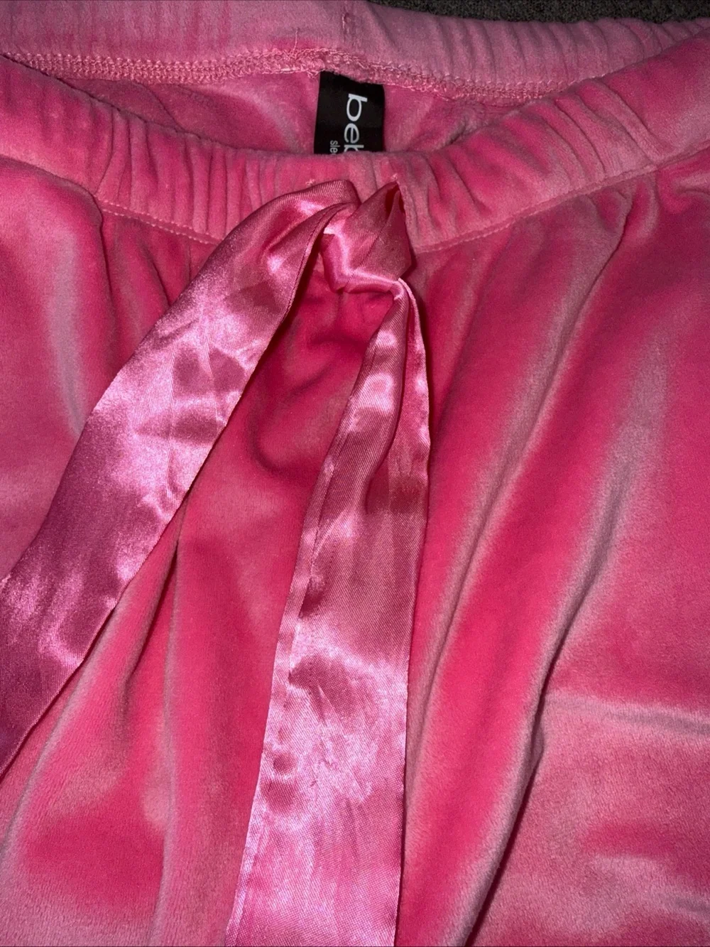 Bebe Women's L  Pink 2pc Lightweight velour Pajama Top & Pants Set Lounging